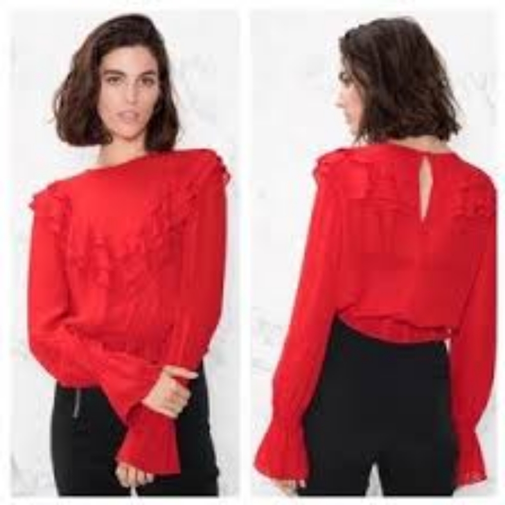 & Other Stories Red Ruffle d Blouse - Picture 5 of 13